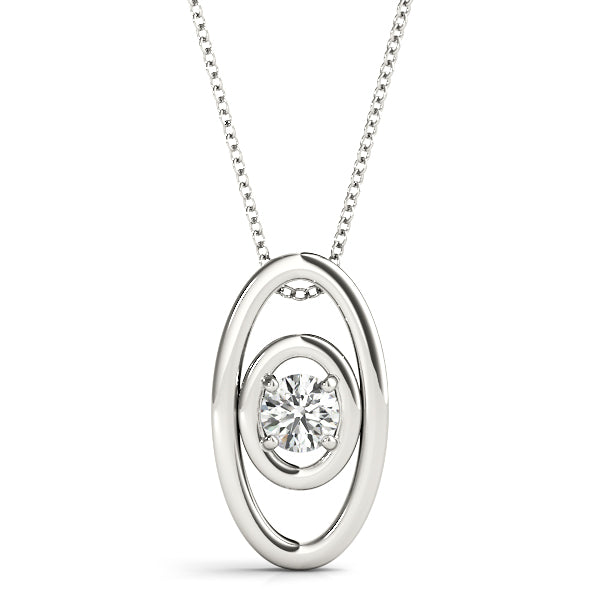 14K White Gold 0.1 CT Round Diamond Pendant