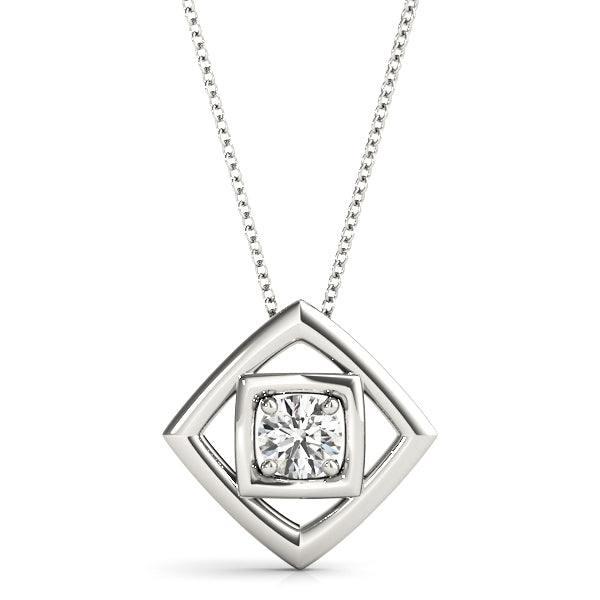 14K White Gold 0.35ct Round Diamond Pendant
