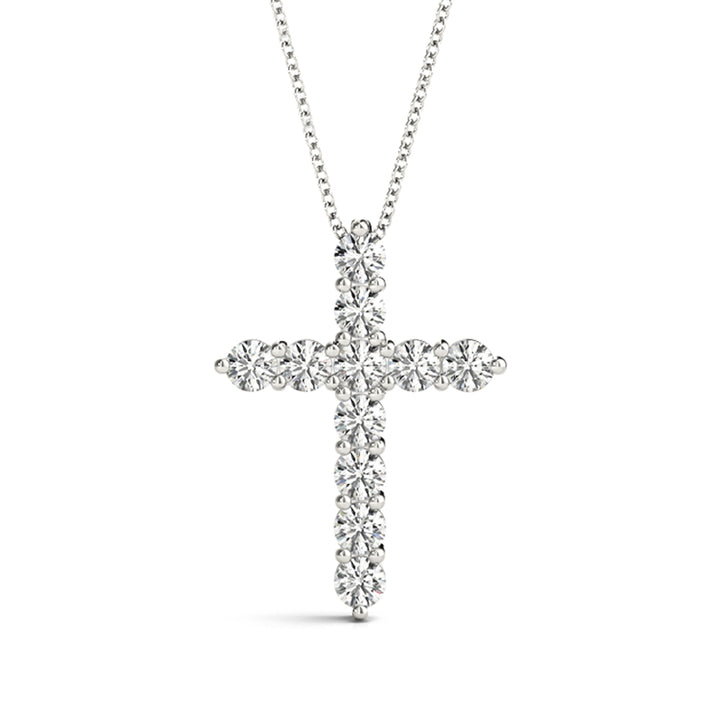 18K White Gold Diamond Cross Pendant