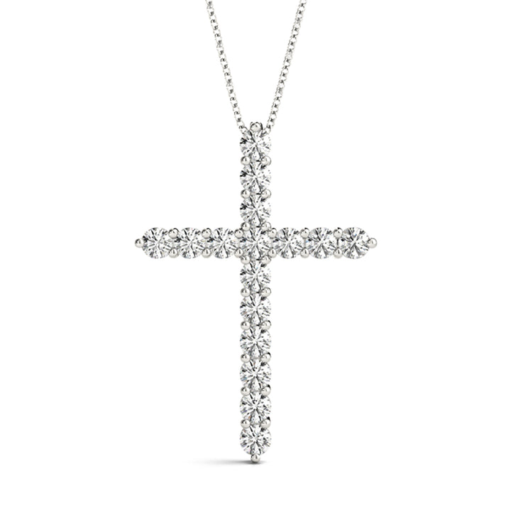 18K White Gold Diamond Cross Pendant