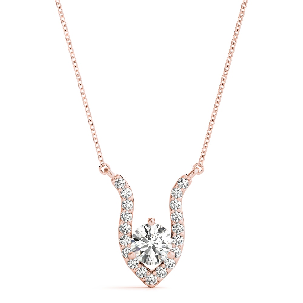 14K Rose Gold 3/8 ct tw Solitaire Diamond Pendant