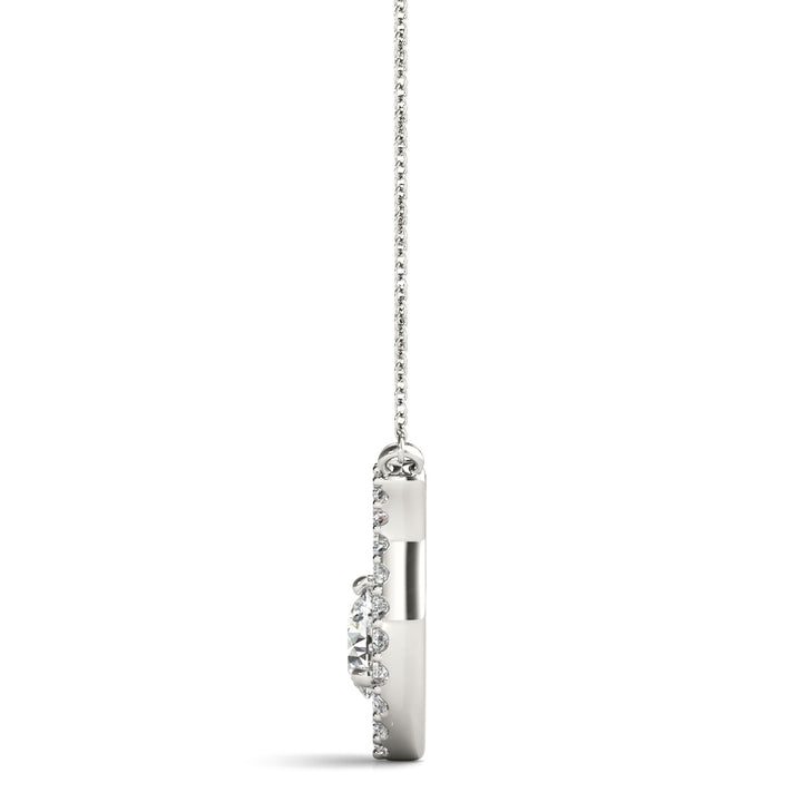 14K White Gold Round Diamond Solitaire Pendant