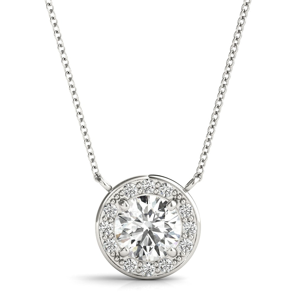 Platinum 1 ct tw Halo Diamond Pendant