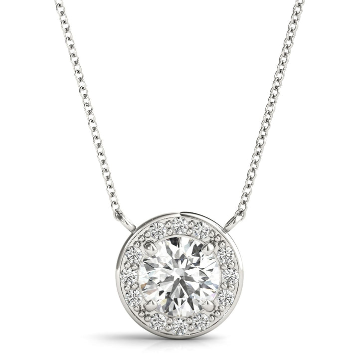Platinum 1 ct tw Halo Diamond Pendant