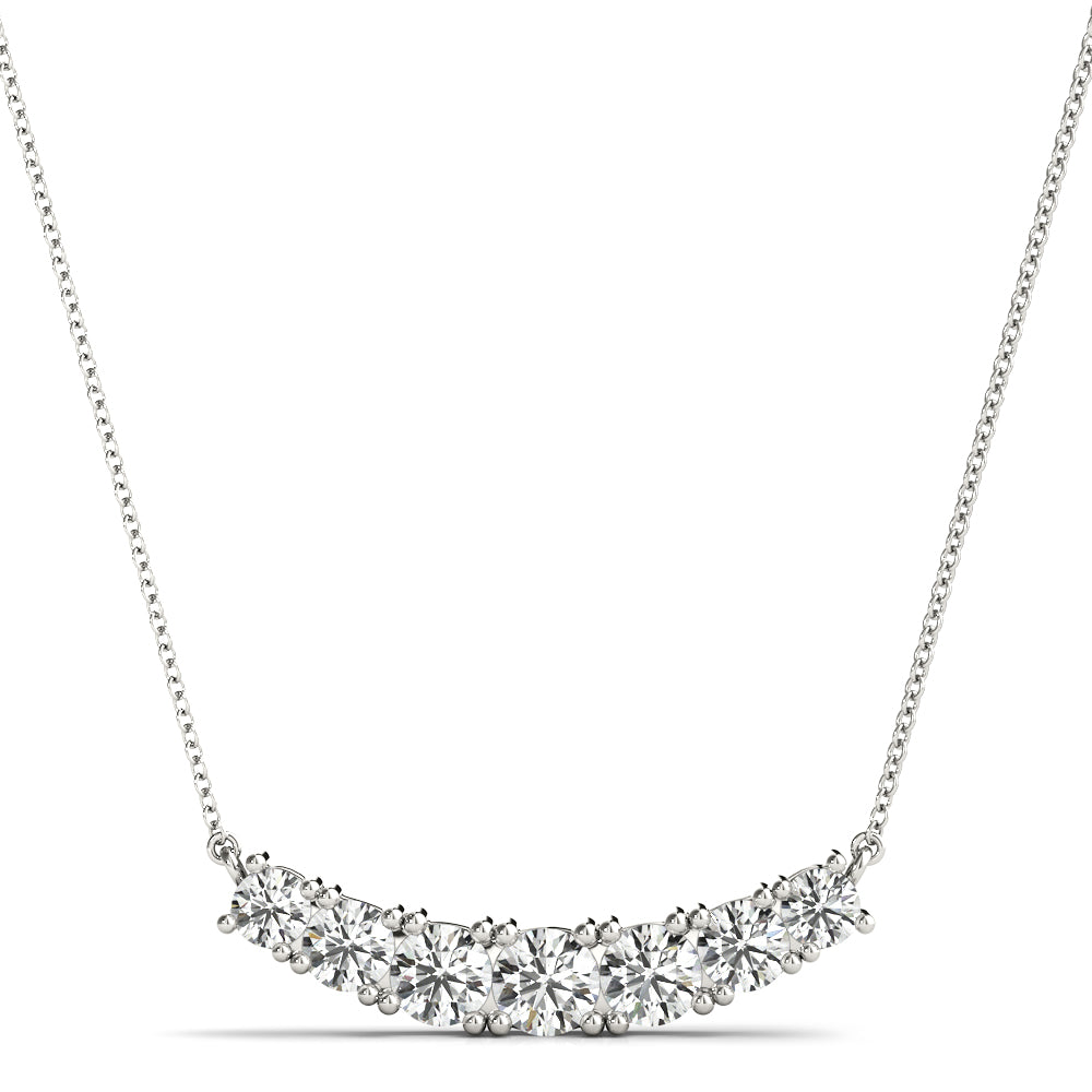 18K White Gold Diamond Cluster Pendant Necklace