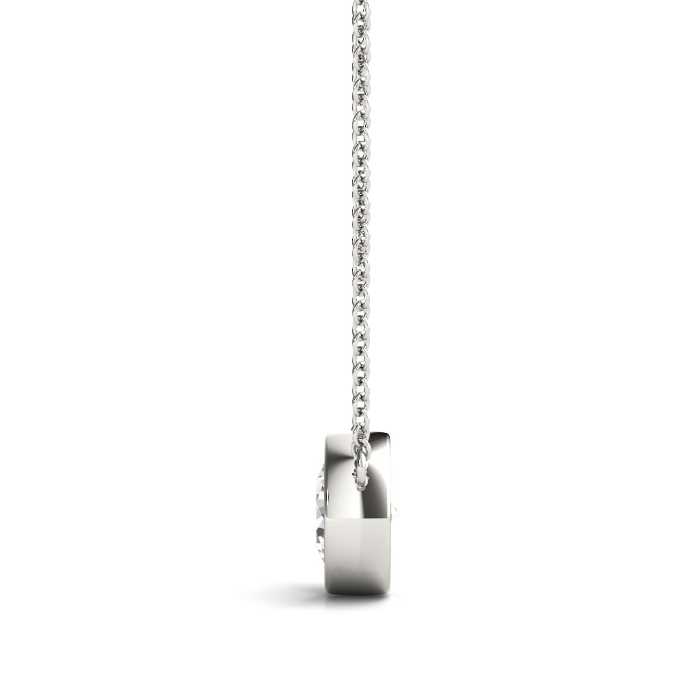 18K White Gold 1ct Round Diamond Pendant Necklace