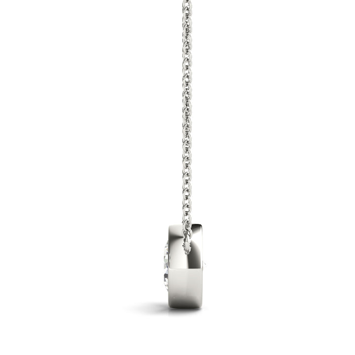 18K White Gold 1ct Round Diamond Pendant Necklace