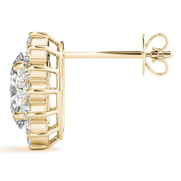 14K Yellow Gold Oval Diamond Halo Earring Set
