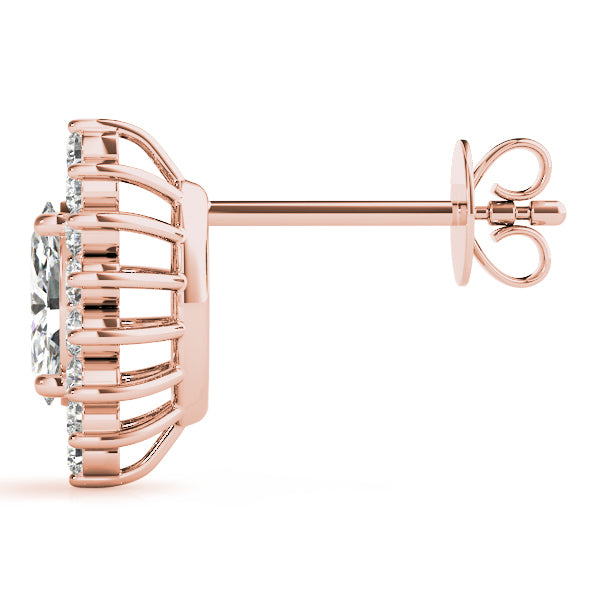 14K Rose Gold Marquise Diamond Halo Earrings