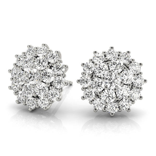 14K White Gold Round Diamond Fashion Earrings