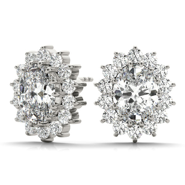 Round Diamond Halo Stud Earrings