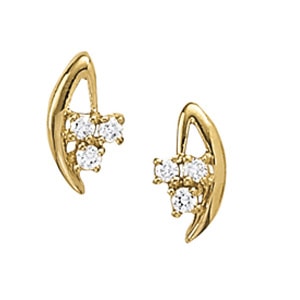 18K White Gold 1/8 ct tw Three Stone Diamond Earring