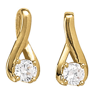 Platinum 1/3 CT Round Diamond Stud Earrings