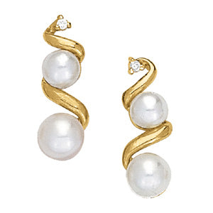 18K White Gold Diamond Pearl Fashion Earrings