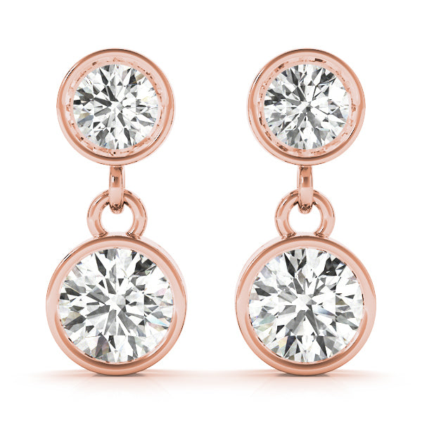18K Rose Gold Round Diamond Stud Earrings