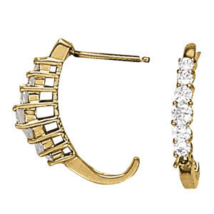 Platinum 0.26ctw Round Diamond J-Hoop Earrings