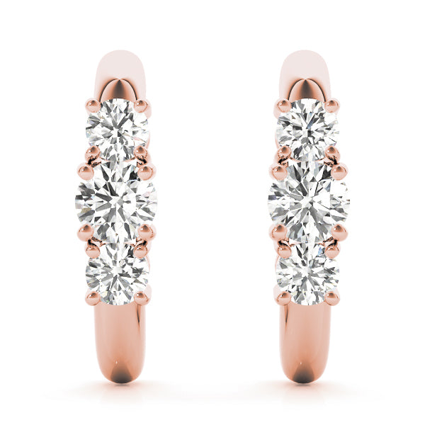 18K Rose Gold 1 ct Round Diamond Earrings