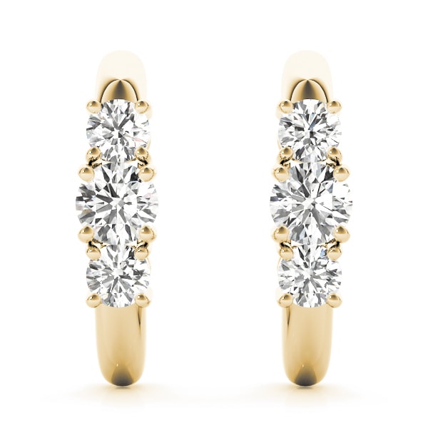 14K Yellow Gold 1 ct tw Three Stone Diamond Earring