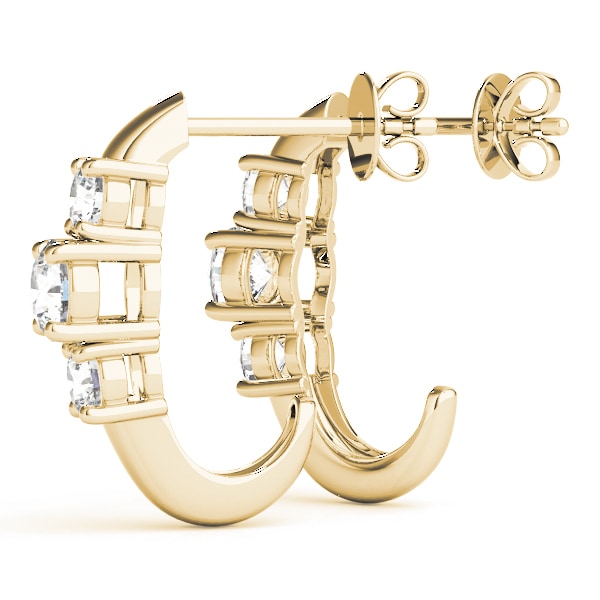 14K Yellow Gold 1 ct tw Three Stone Diamond Earring