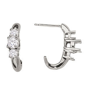 18K White Gold 1 ct tw Three Stone Diamond Earring
