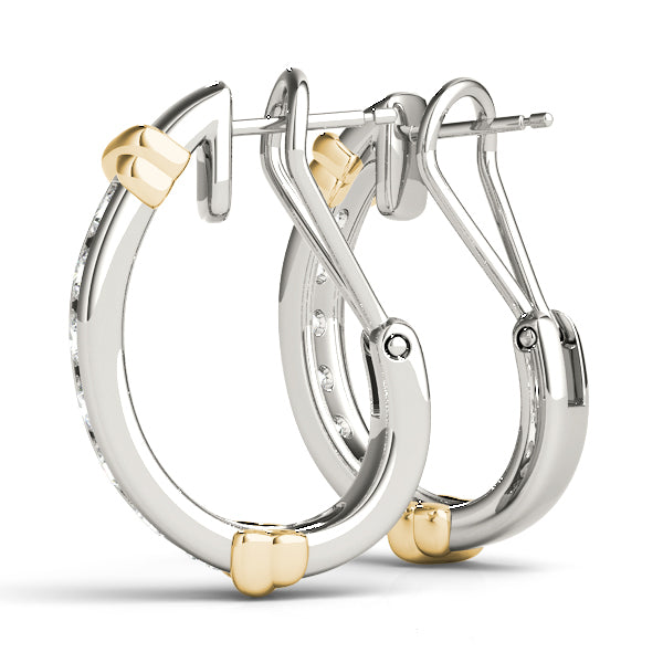 18K White Gold Round Diamond J-Hoop Earrings