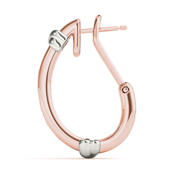 18K Rose Gold Round Diamond J-Hoops