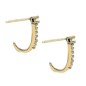 Platinum Diamond J-Hoop Earrings | 0.54 ctw