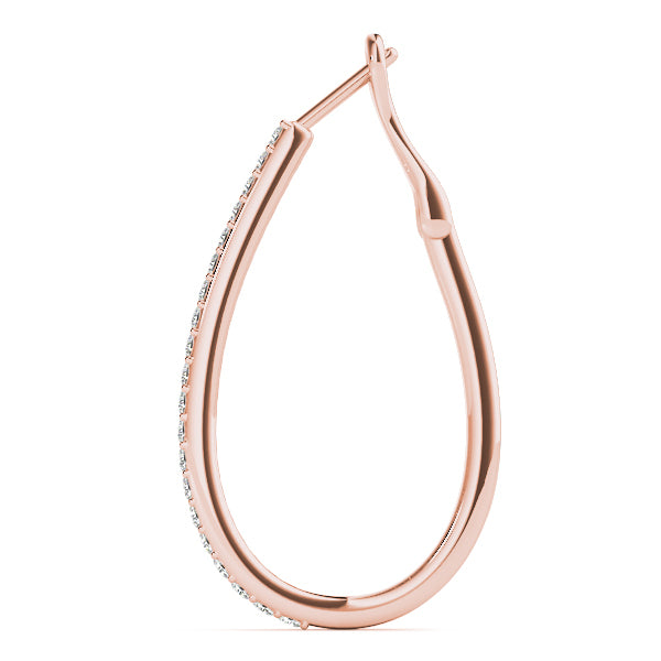 18K Rose Gold Round Diamond Hoop Earrings