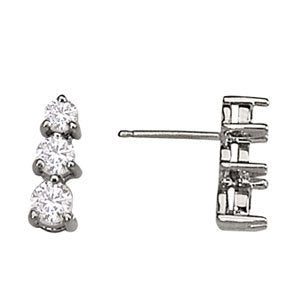 Platinum 0.35 CT Round Diamond Three Stone Earrings