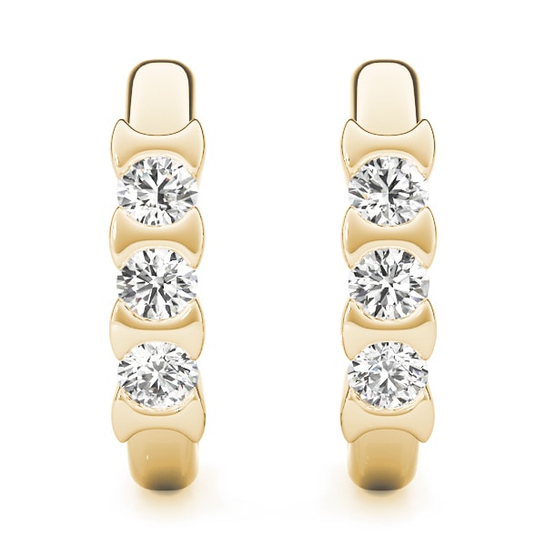18K Yellow Gold 1/2 ct tw Three Stone Diamond Earring
