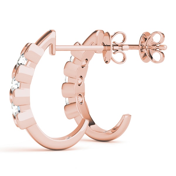 14K Rose Gold 1/2 ct tw Three Stone Diamond Earring