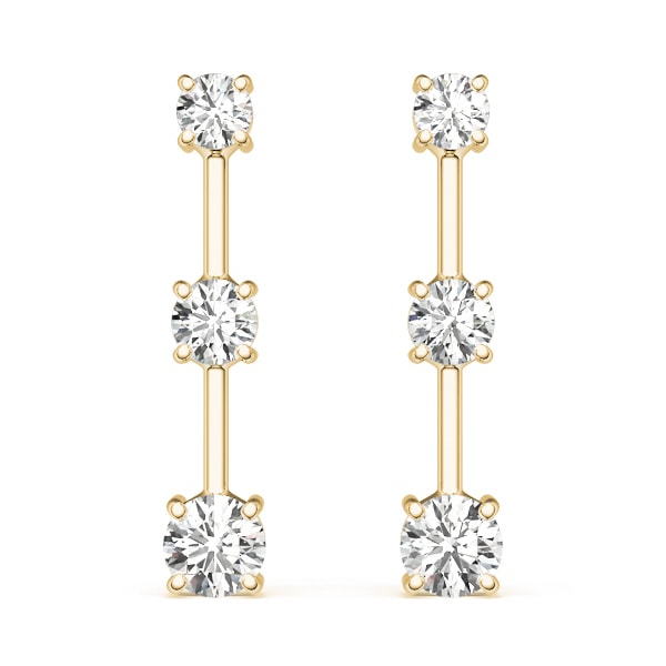 14K Yellow Gold 1 ct tw Three Stone Diamond Earring