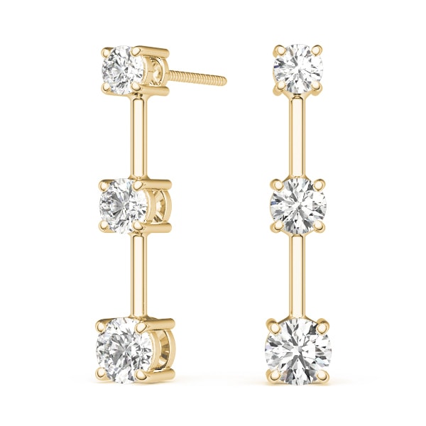 14K Yellow Gold 1 ct tw Three Stone Diamond Earring