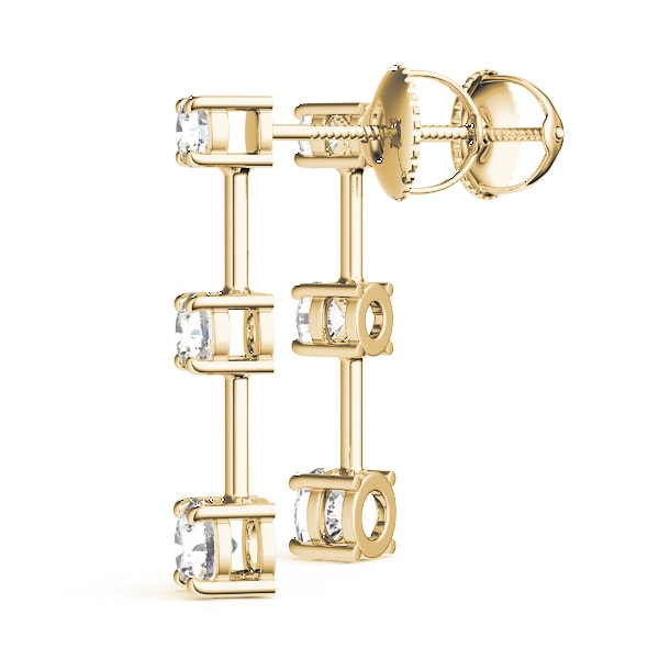 14K Yellow Gold 1 ct tw Three Stone Diamond Earring