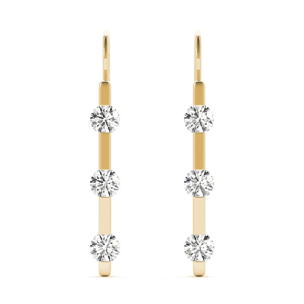 18K Yellow Gold 1/2 ct tw Three Stone Diamond Earring
