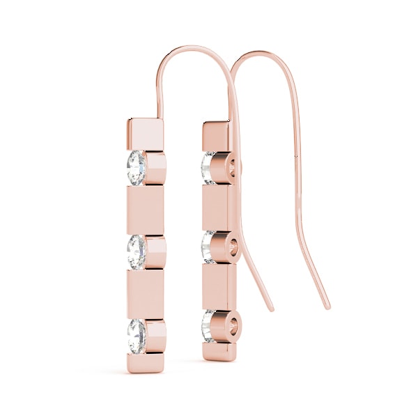 18K Rose Gold 1/2 ct tw Three Stone Diamond Earring