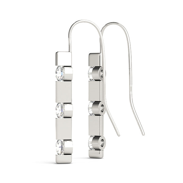 18K White Gold Diamond Three-Stone Stud Earrings