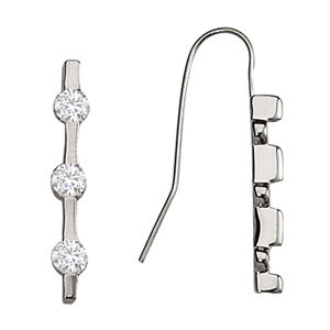 14K White Gold 1/2 ct tw Three Stone Diamond Earring