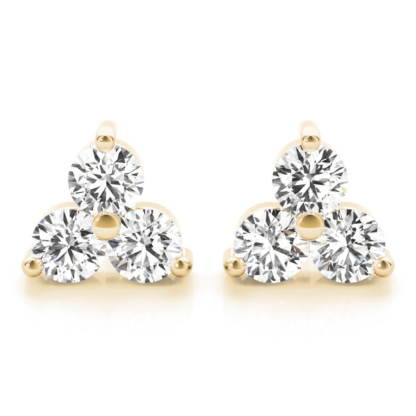 14K Yellow Gold 1/2 ct tw Three Stone Diamond Earring