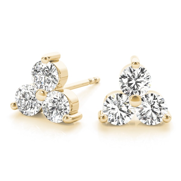 14K Yellow Gold 1/2 ct tw Three Stone Diamond Earring
