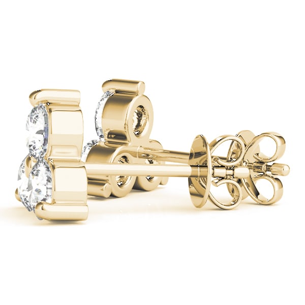 14K Yellow Gold 1/2 ct tw Three Stone Diamond Earring