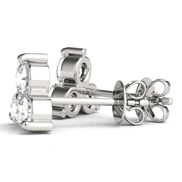 Platinum 1/2 CT Three Stone Diamond Stud Earrings