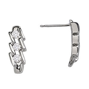 Platinum 1/6 ct tw Three Stone Diamond Earring