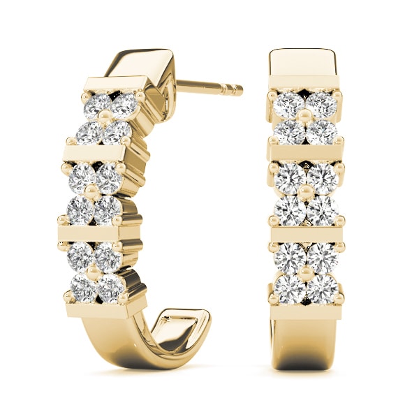 14K Yellow Gold 1/4 ct tw J-Hoops Diamond Earring