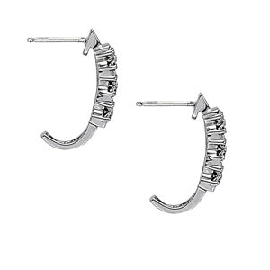 Platinum Diamond J-Hoop Earrings | 1/4 CT Total