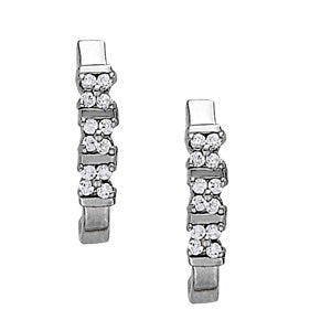 Platinum Diamond J-Hoop Earrings | 1/4 CT Total