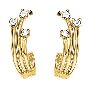 18K White Gold 3-Stone Diamond Stud Earrings