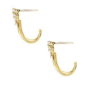 14K White Gold Round Diamond 3-Stone Earrings