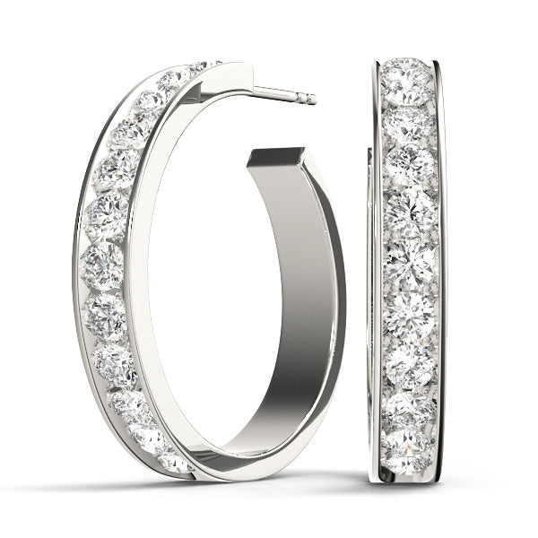 Platinum Diamond Accent Hoop Earrings