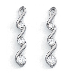 Platinum 1/8 ct tw Three Stone Diamond Earring